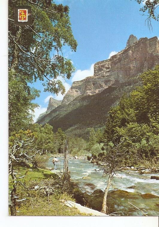 Postal 050087 : Parque Naciona de Ordesa (Huesca). Rio Arazas con el Vallasan y Pico Gallinazo