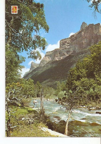 Postal 050087 : Parque Naciona de Ordesa (Huesca). Rio Arazas con el Vallasan y Pico Gallinazo