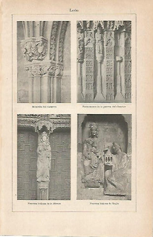 LAMINA ESPASA 9172: Detalles de la Catedral de Leon