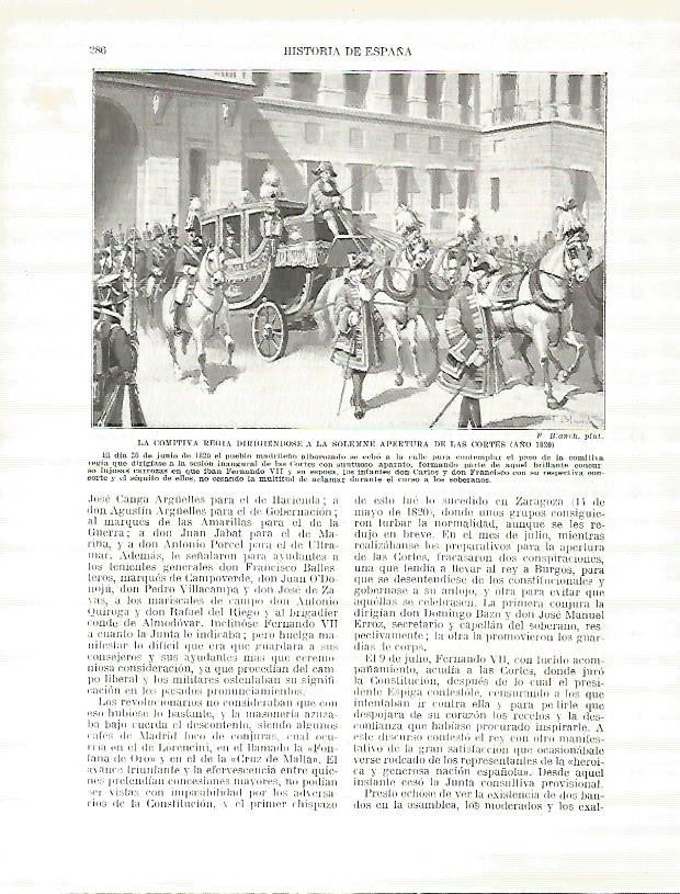 LAMINA 4404: La comitiva regia dirigiendose a la apertura de las Cortes en 1820