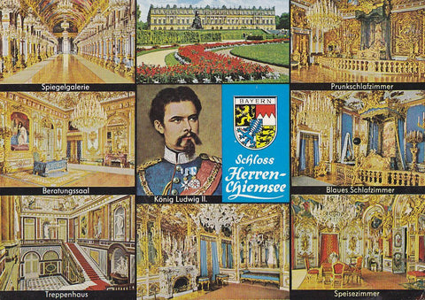 Postal 61995 : Gallery of mirros - Counsel room - Staircase - King Ludwig II