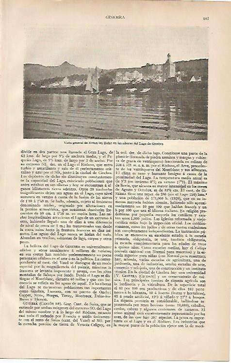 LAMINA ESPASA 2087: Vista general de Evian-les -Bains Francia