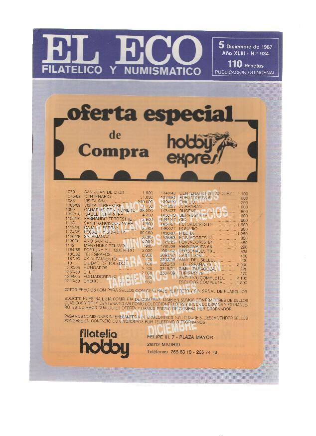 El Eco Filatelico y Numismatico numero 0934: La moneda Visigoda de Recaredo Cestavi
