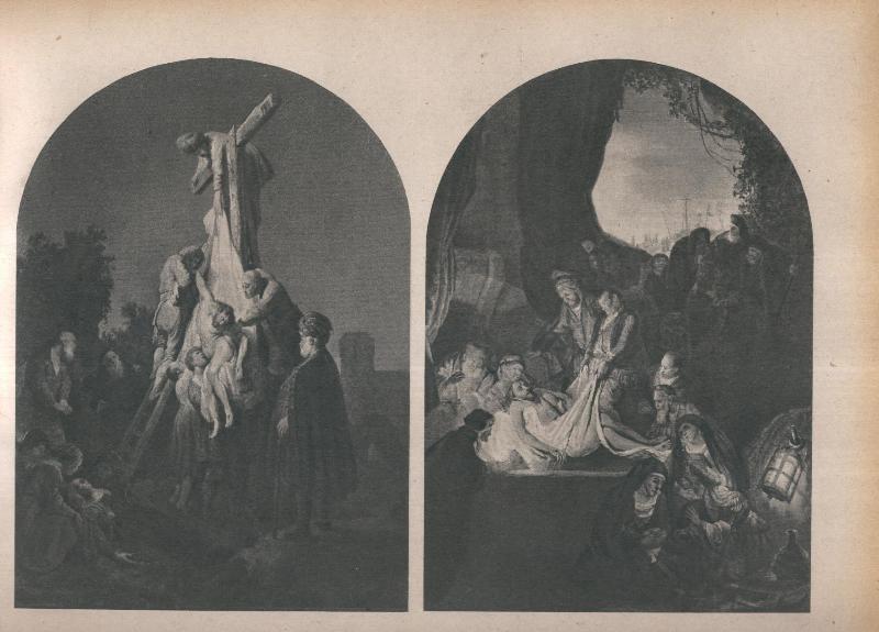 Rembrandt lamina 030: Bajada de la cruz y entierro de Cristo