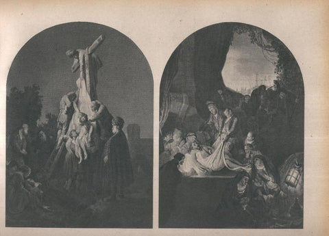 Rembrandt lamina 030: Bajada de la cruz y entierro de Cristo