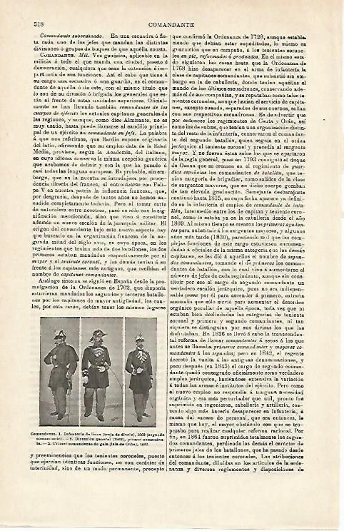 LAMINA ESPASA 14558: Comandantes del ejercito de España de 1862