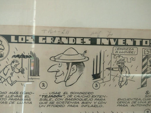 LAMINA ORIGINAL de BLANCO: LOS GRANDES INVENTOS DEL TBO. (Enmarcada)