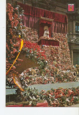 Postal 028756 : Plaza de la Virgen. Ofrenda de flores