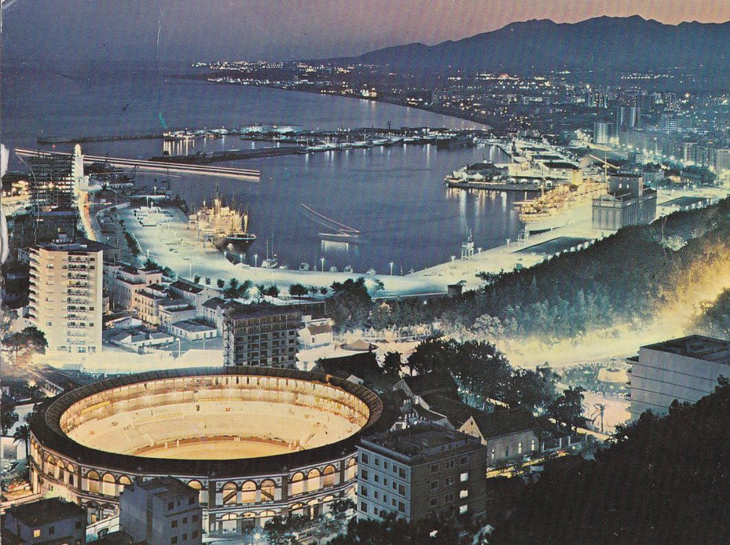 Postal 61309 : Malaga. Vista parcial de noche