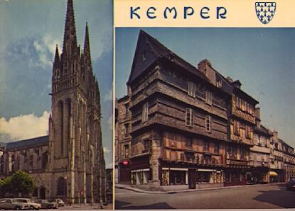 POSTAL 57270: Kemper La rue Kereon et la Cathedrale
