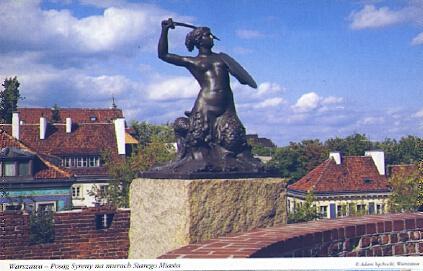 POSTAL 57303: Warsaw – Statue of the Mermaid on the Old Town s walls