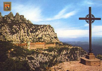 POSTAL 57369: Montserrat San Miguel al fondo el Monasterio