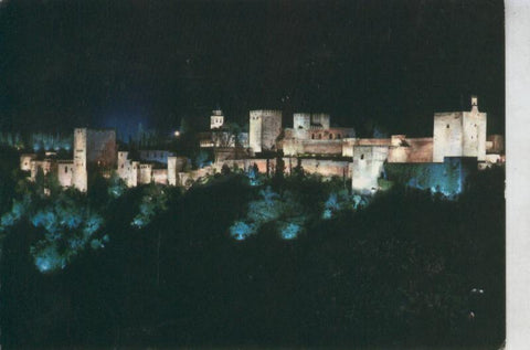 Postal 011347: Vista nocturna de la alhambra de Granada
