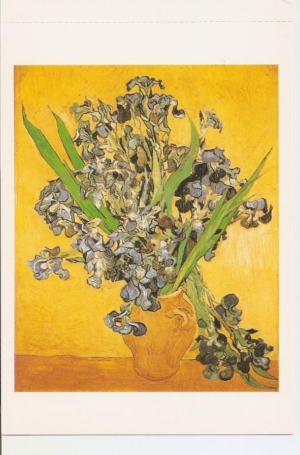 Postal 041309 : Vincent van Gogh Still Life with Irises 1890. Amsterdam Rijksmuseum Vincent van Gogh