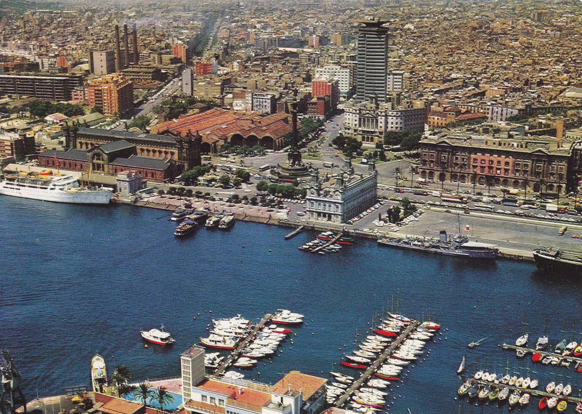 Postal 60124: Puerto y puerta de la paz. Vista aerea (Barcelona)