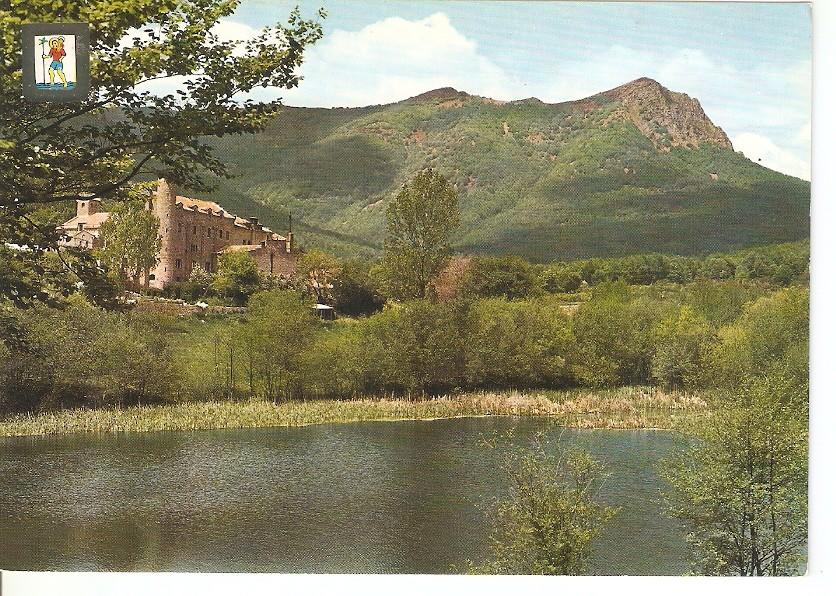 Postal 046583 : Santa Fe del Montseny (Barcelona). Hotel lago y al fondo Les Agudes