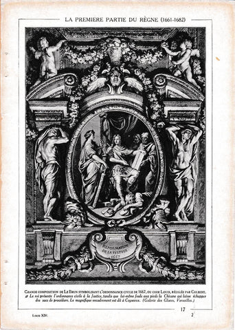 LAMINA 30077: Grand Composition de Le Brun symbolisant l ordonnance civile de 1667