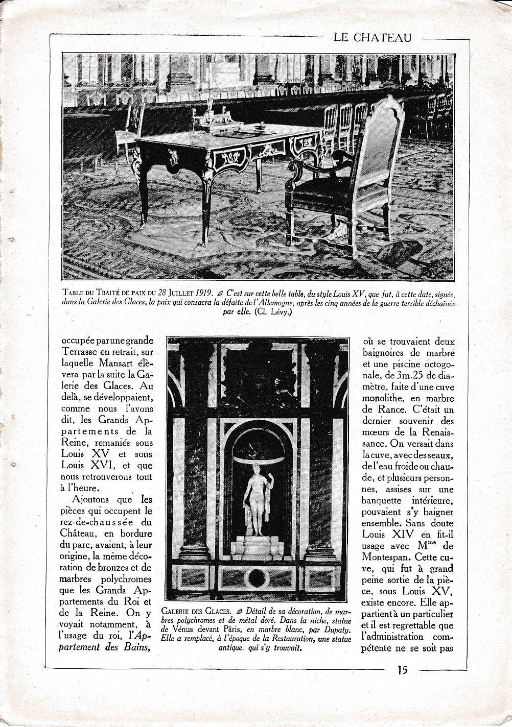 LAMINA 30042: Table du Traitee de paix 29 julliet 1919 et Detail Galerie des Glaces