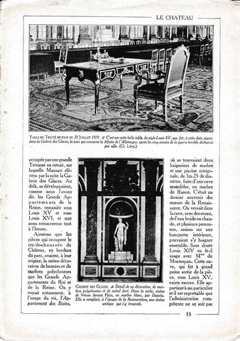 LAMINA 30042: Table du Traitee de paix 29 julliet 1919 et Detail Galerie des Glaces