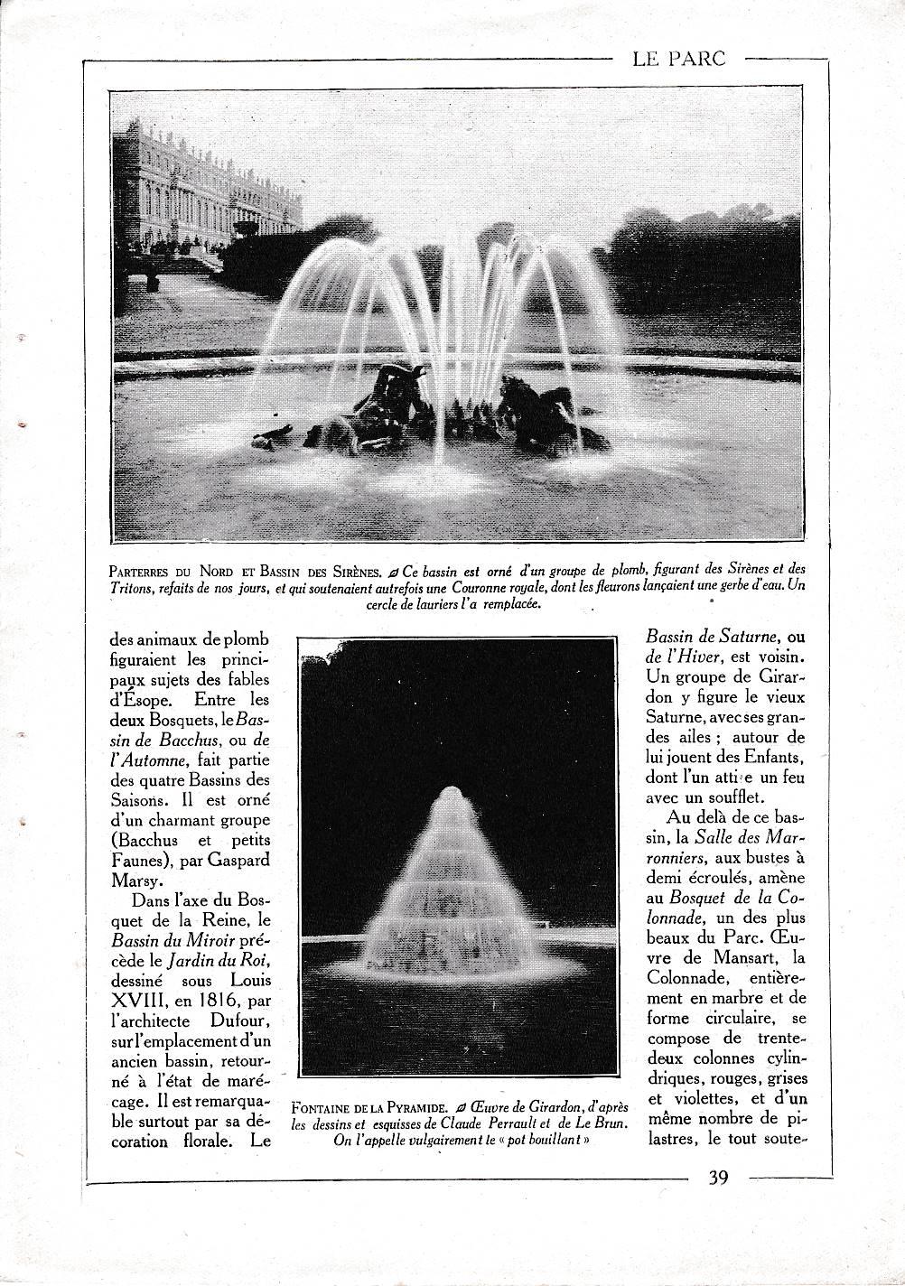 LAMINA 30054:  Parterres du Nord et Bassin des Sirenes  et Fontaine de la Pyamide
