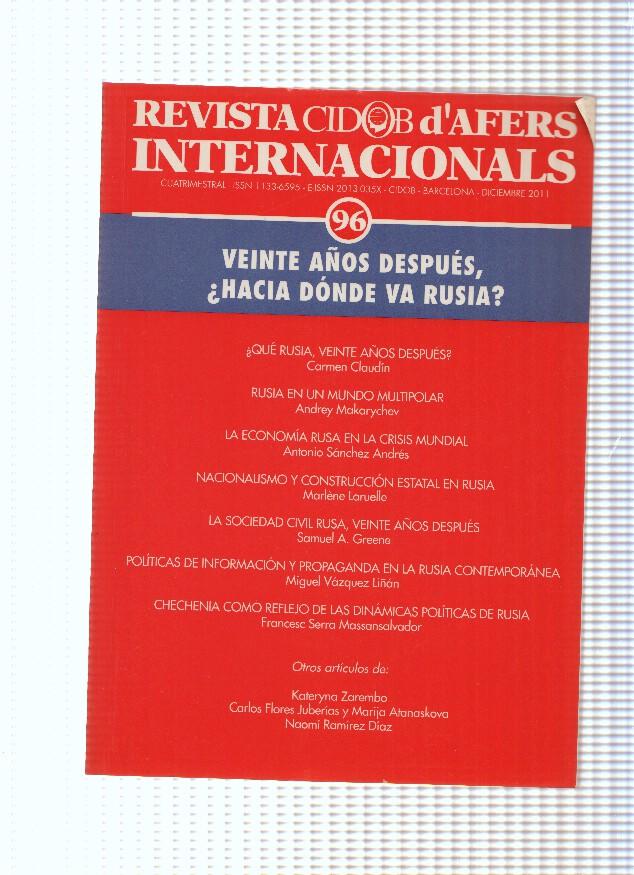 Revista Cidob d aafers internacionals 96, diciembre 2011
