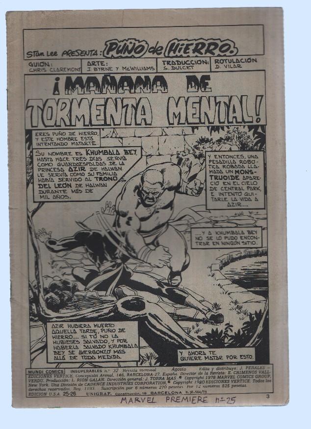 PUÑO DE HIERRO, Volumen 1, Numero 25: Mañana de Tormenta Mental (SIN PORTADA)