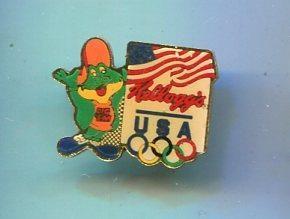 Pins metal: Olimpiada de Los Angeles, marca Kelloggs