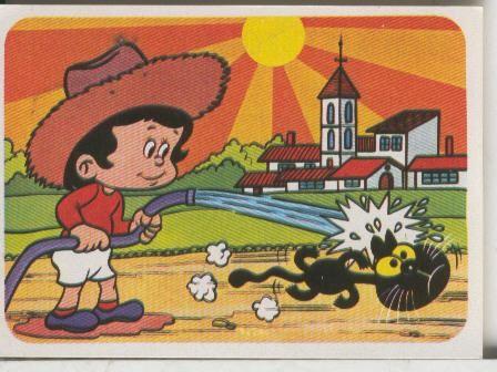 Cromos: Juego de refranes numero 53: Gato escaldado del agua tibia huye