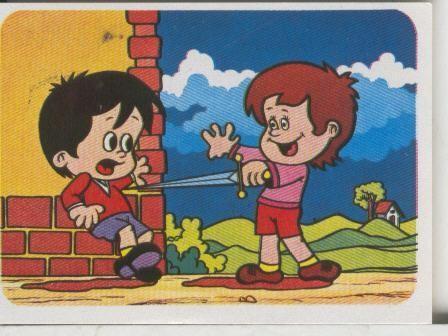 Cromos: Juego de refranes numero 59: Estoy entre la espada y la pared