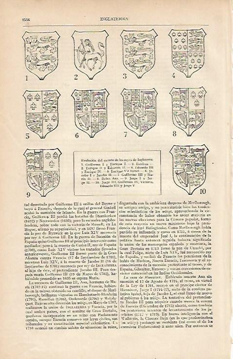 LAMINA ESPASA 4618: Evolucion del escudo de los reyes de Inglaterra