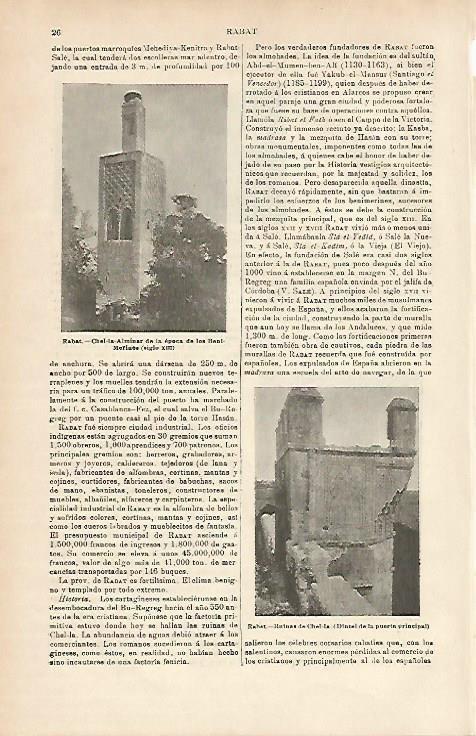 LAMINA ESPASA 4998: Rabat Alminar y ruinas de Chel.la