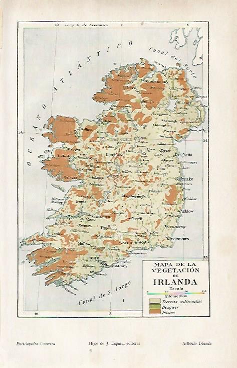 LAMINA ESPASA 7224: Mapa de la vegetacion de Irlanda