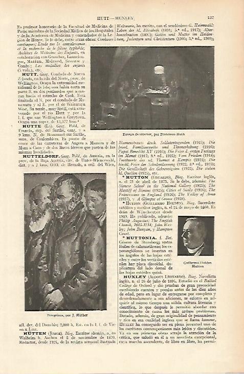 LAMINA ESPASA 9195: Escena de interior por Huth. Peregrinos por Huther