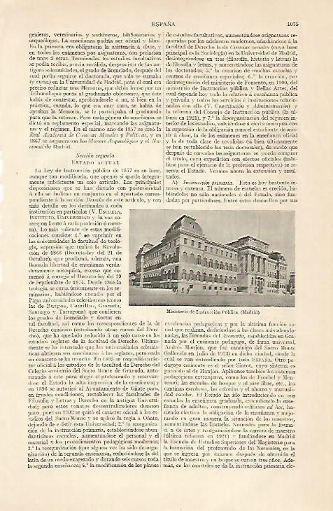 LAMINA ESPASA 10318: Ministerio de Instruccion Publica en Madrid