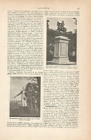 LAMINA ESPASA 8914: Retrato y monumento del General La Fayette