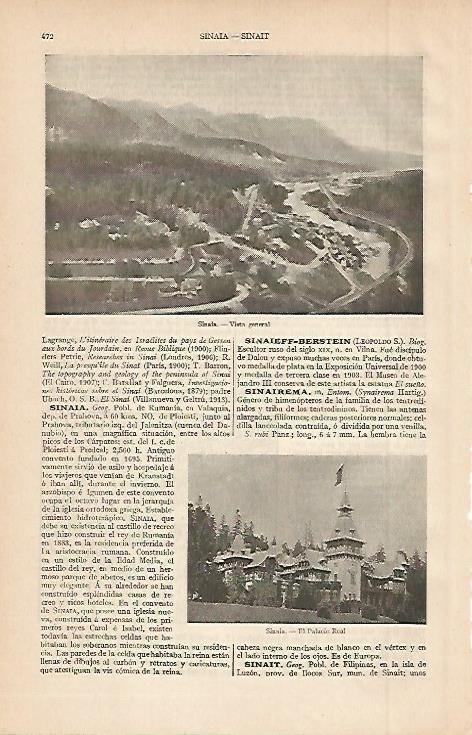 LAMINA ESPASA 2609: Vista general de Sinaia Rumania