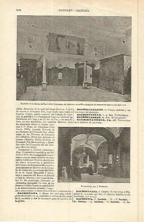 LAMINA ESPASA 17132: Sacristia de San Carlos Borromeo en Amberes