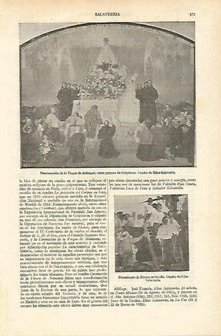 LAMINA ESPASA 18170: Proclamacion de la Virgen de Aranzazu por E. Salaverria