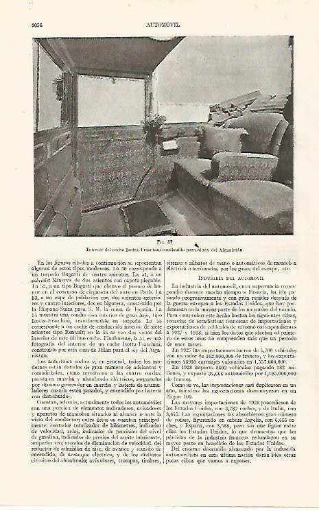 LAMINA ESPASA 19099: Interior del coche Isotta Fraschini