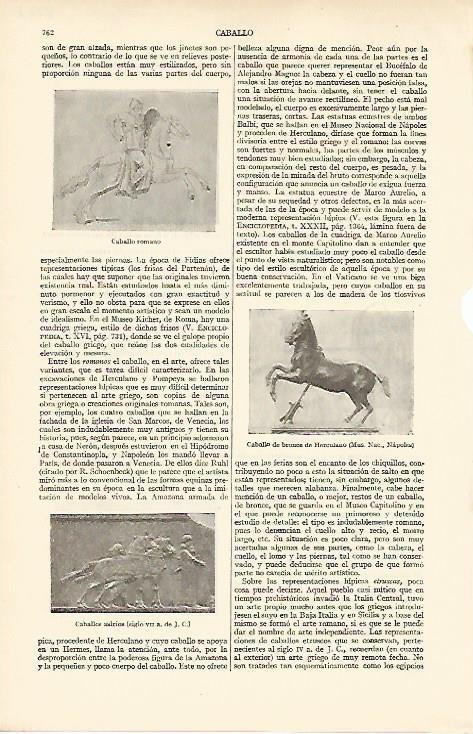 LAMINA ESPASA 8221: Esculturas antiguas de caballos