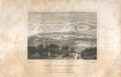 LAMINA/GRABADO 13:  Vista de JERUSALEN desde el MONTE de los OLIVOS
