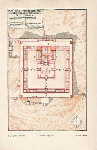 LAMINA ESPASA 2719: Planta del templo de Jerusalen segun Chipiez