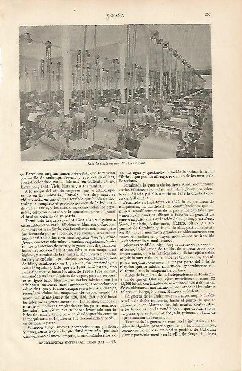 LAMINA ESPASA 10119: Sala de tisaje en una fabrica catalana