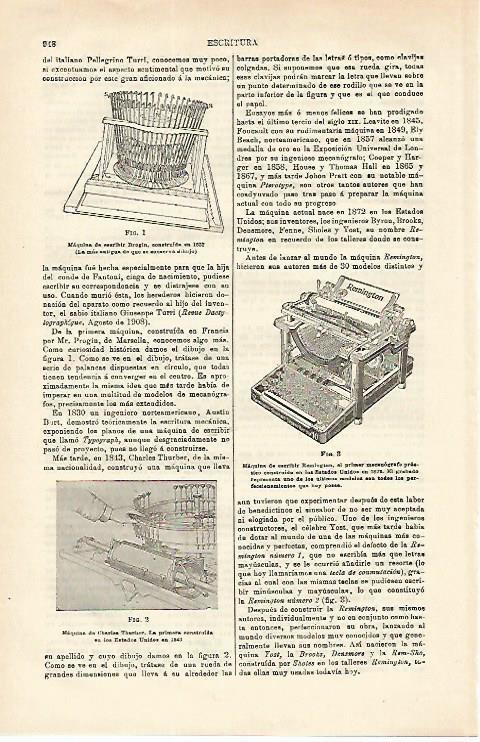 LAMINA ESPASA 16616: Maquina de escribir de 1832