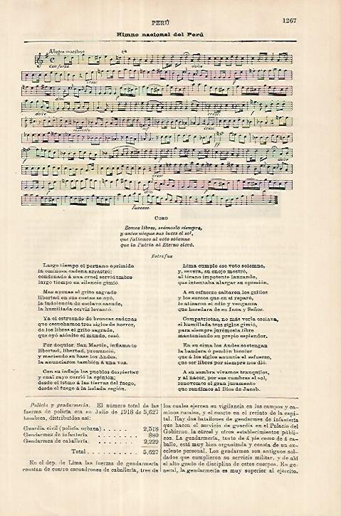 LAMINA ESPASA 18081: Himno nacional de Peru