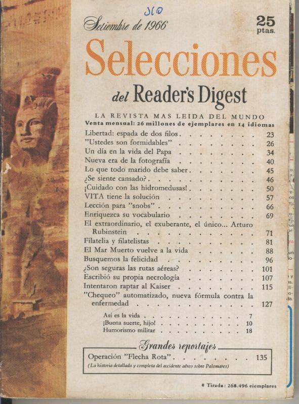 Selecciones del Readers Digest numero 310 (cubierta estropeada)