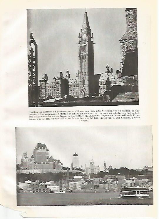 LAMINA GEOGRAFIA 0195: Parlamento de Ottava y vista de Quebec Canada