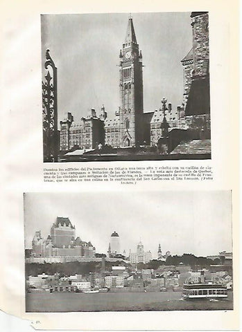 LAMINA GEOGRAFIA 0195: Parlamento de Ottava y vista de Quebec Canada