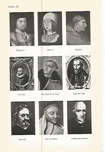 LAMINA 05362: Fernando V Isabel I Cisneros Cervantes Lope de Vega y otros