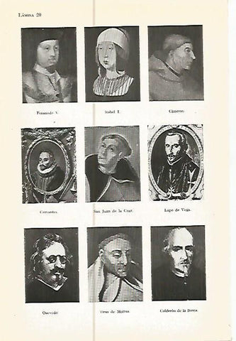 LAMINA 05362: Fernando V Isabel I Cisneros Cervantes Lope de Vega y otros